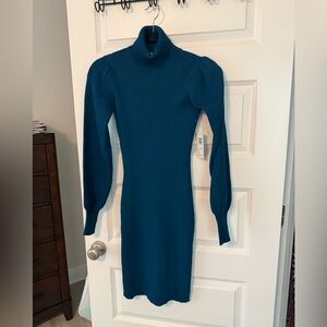 Blue Ribbed Knit Top